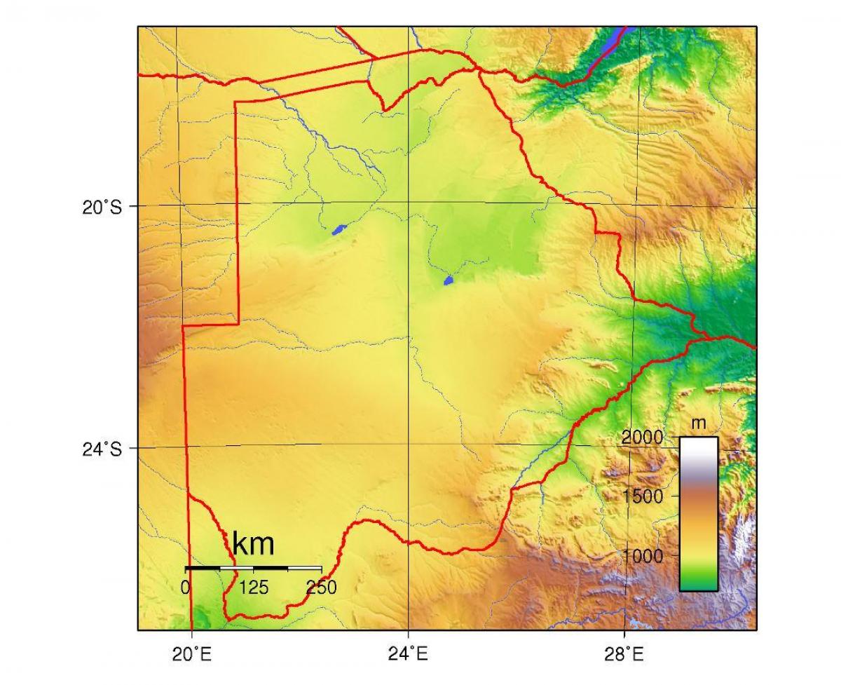kort af Botswana líkamlega