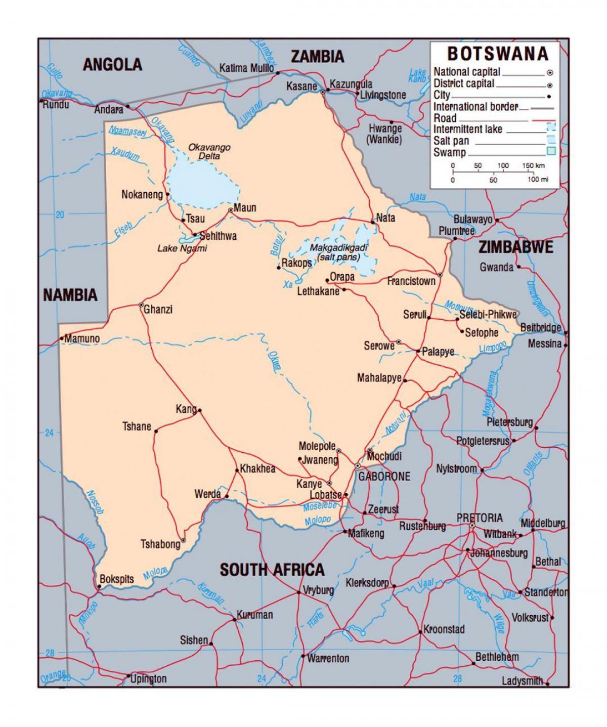 kort af Botswana pólitískum