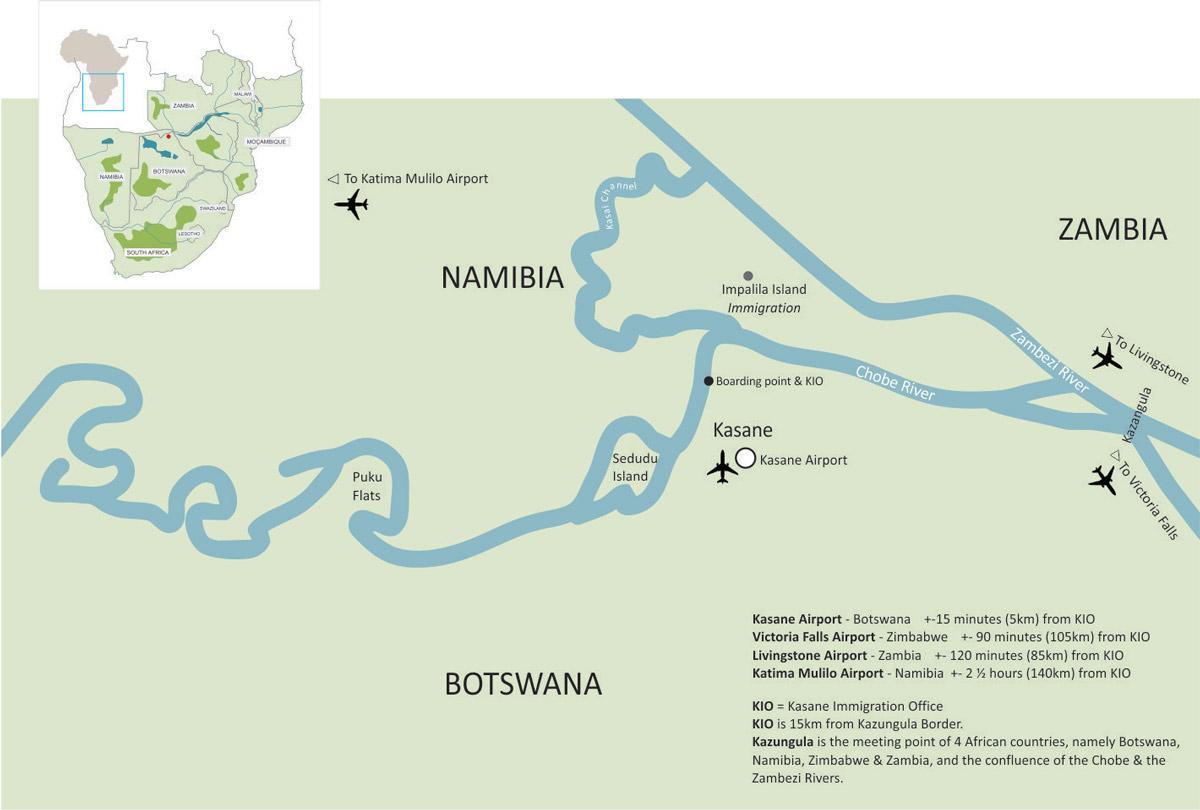 kort af kasane Botswana