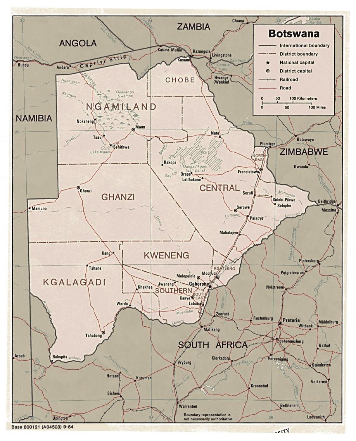 nákvæmar kort af Botswana