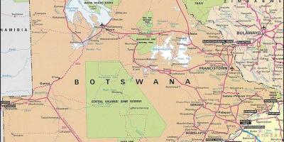 Kort af Botswana kort með vegalengdir
