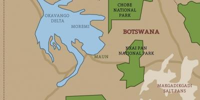 Kort af Botswana kort national garður
