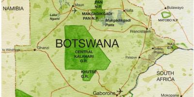 Kort af Botswana leikur forða