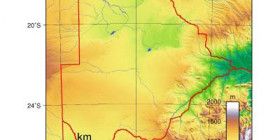 Kort af Botswana líkamlega