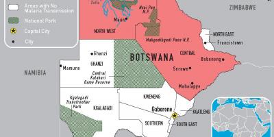 Kort af Botswana malaríu