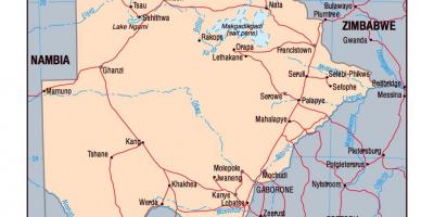 Kort af Botswana pólitískum