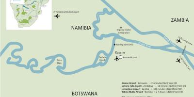 Kort af kasane Botswana