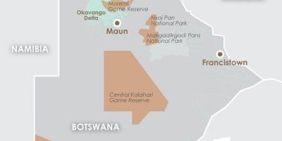 Kort af maun Botswana